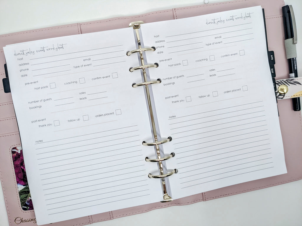 A5 Direct Sales Event Tracking Inserts