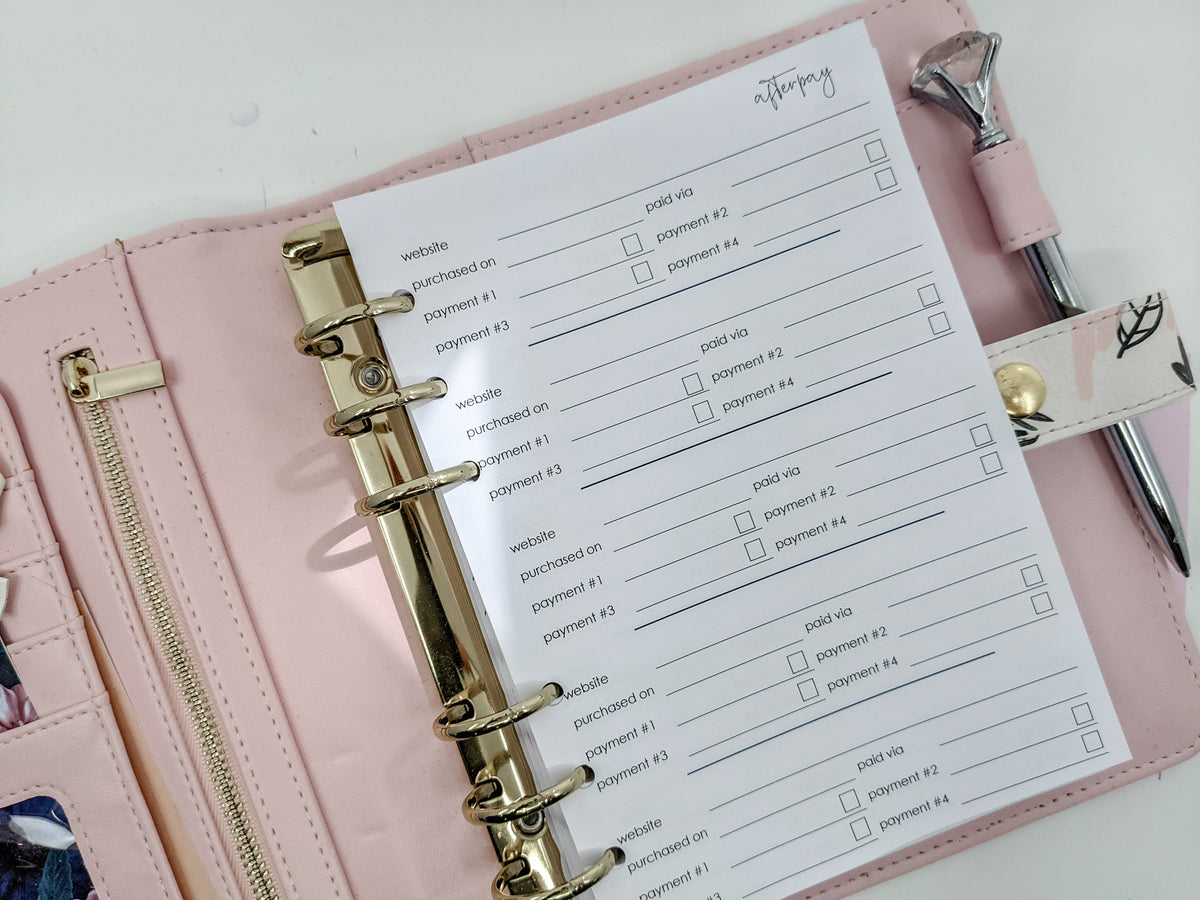 Afterpay B6 Planner Inserts by Planner Peace Australia
