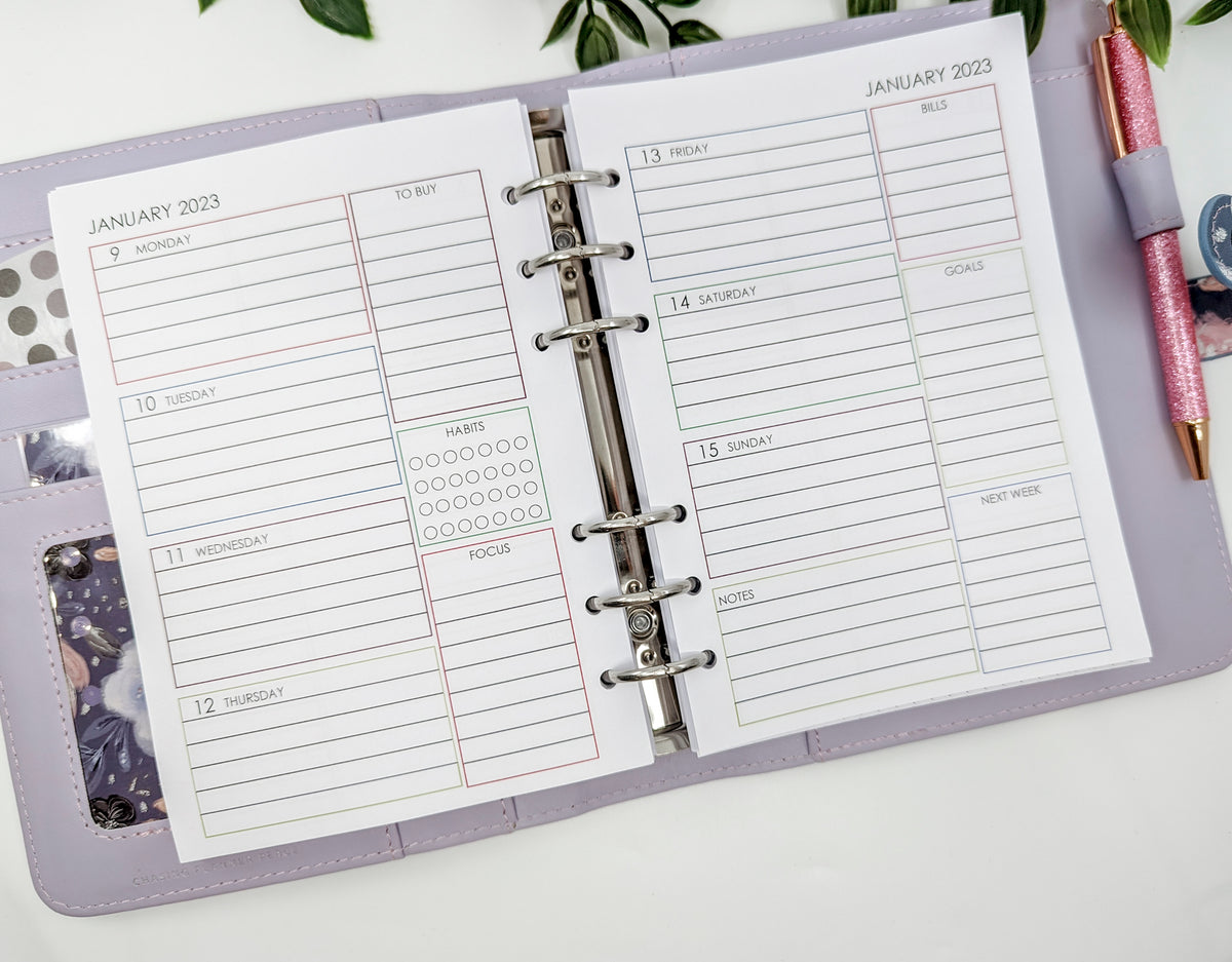 B6 Weekly Planner Inserts with Productivity Trackers by Planner Peace