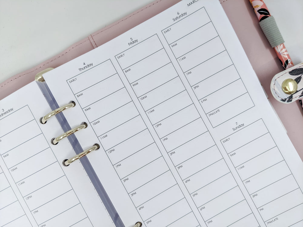 A5 Hourly Weekly Planner Inserts | Planner refill by Planner Peace ...