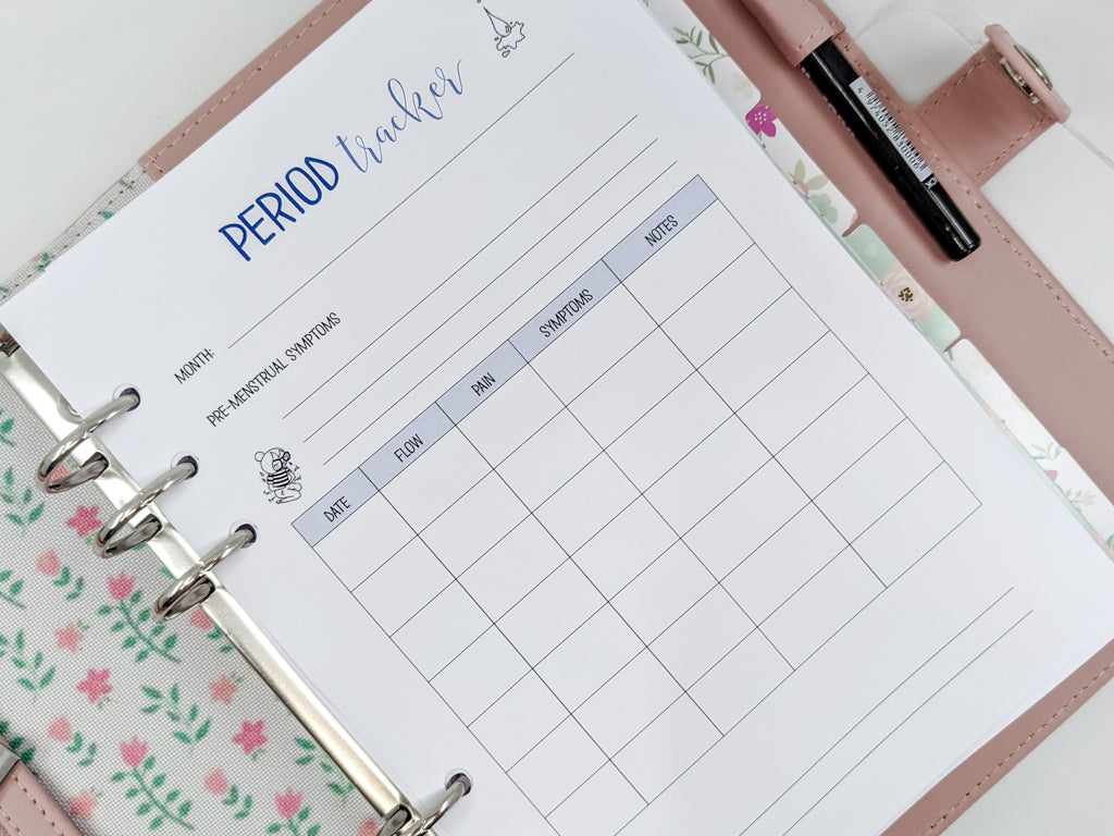 A5 period tracker monthly planner inserts