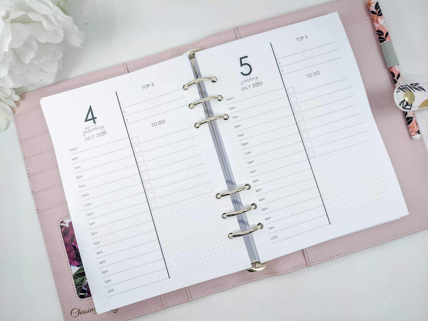 Daily Planner Inserts Monochrome Style - for A5 planners printed in ...
