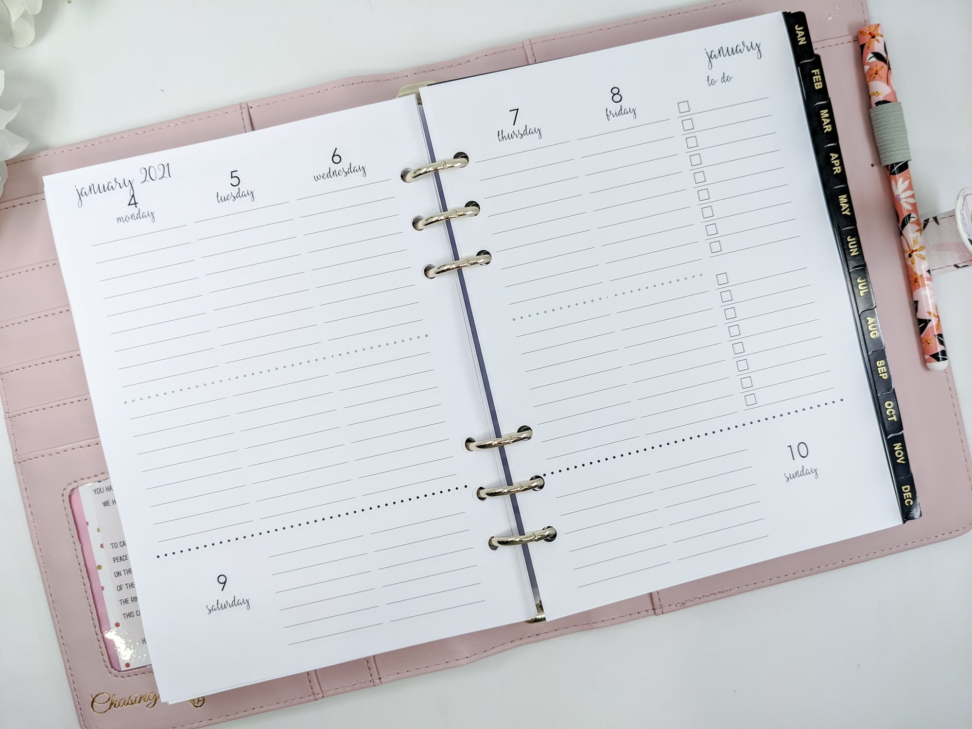 A5 planner inserts with two categories per day