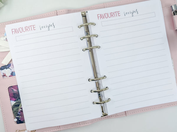 Favourite Recipes Planner Refills for B6 Planners by Planner Peace ...