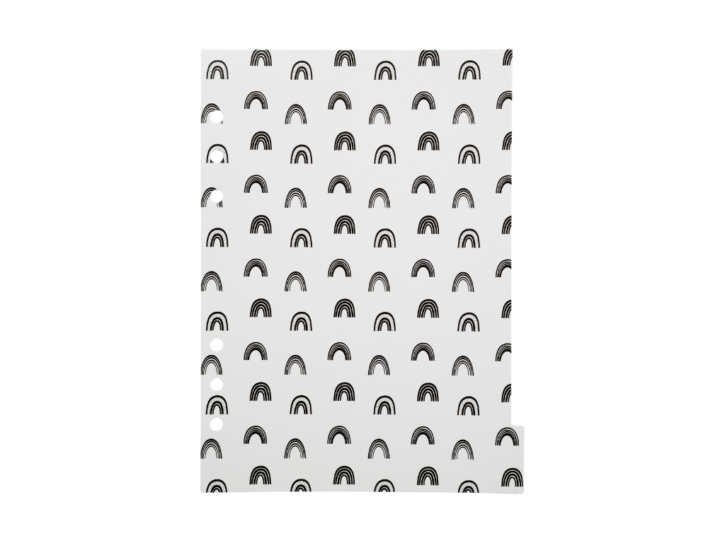 A5 Dividers &quot;Black and White Rainbow&quot; 6 tab dividers