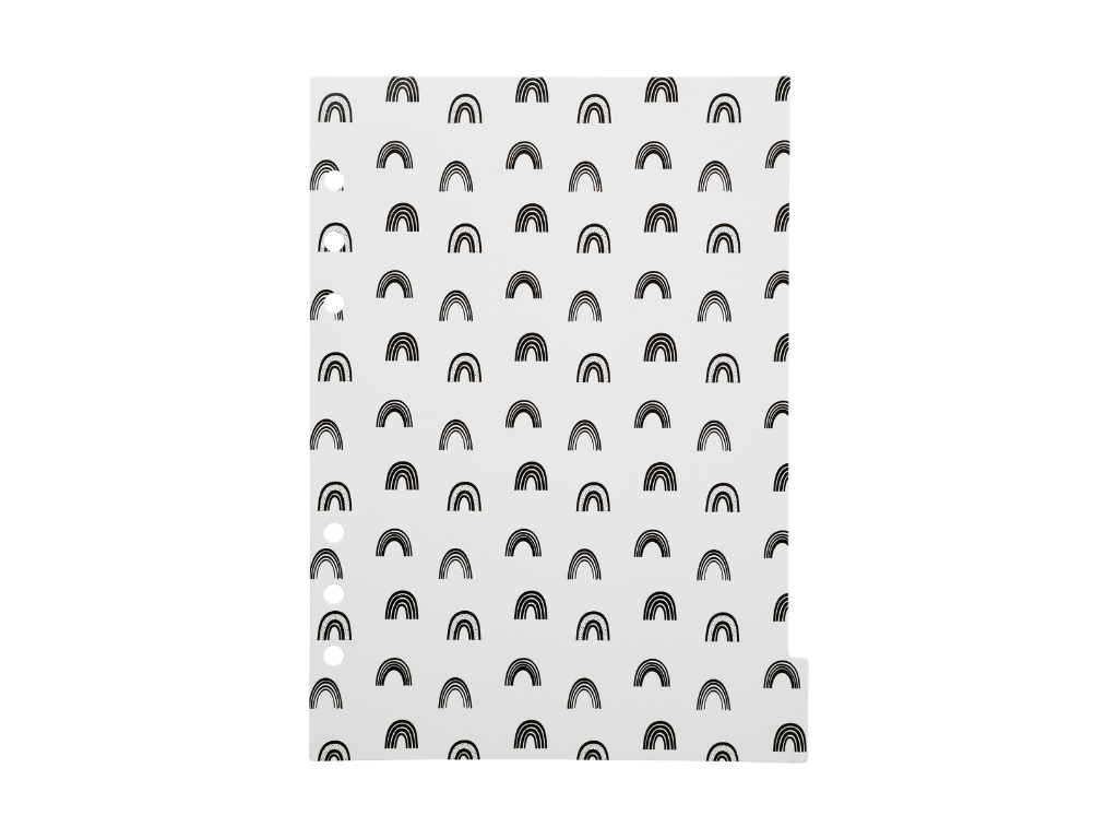 A5 Dividers "Black and White Rainbow" 6 tab dividers