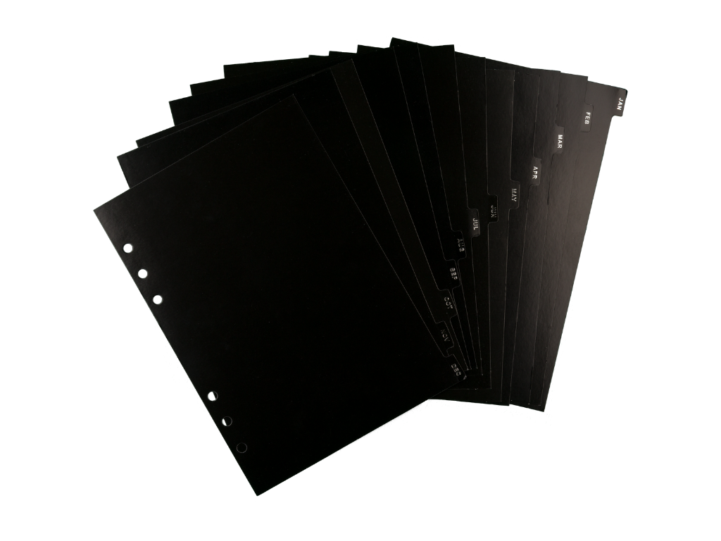 A5 Monthly Dividers  - Black