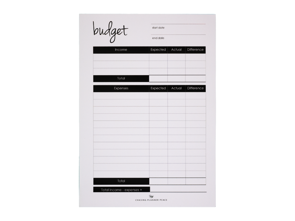 Planner Peace budget notepad