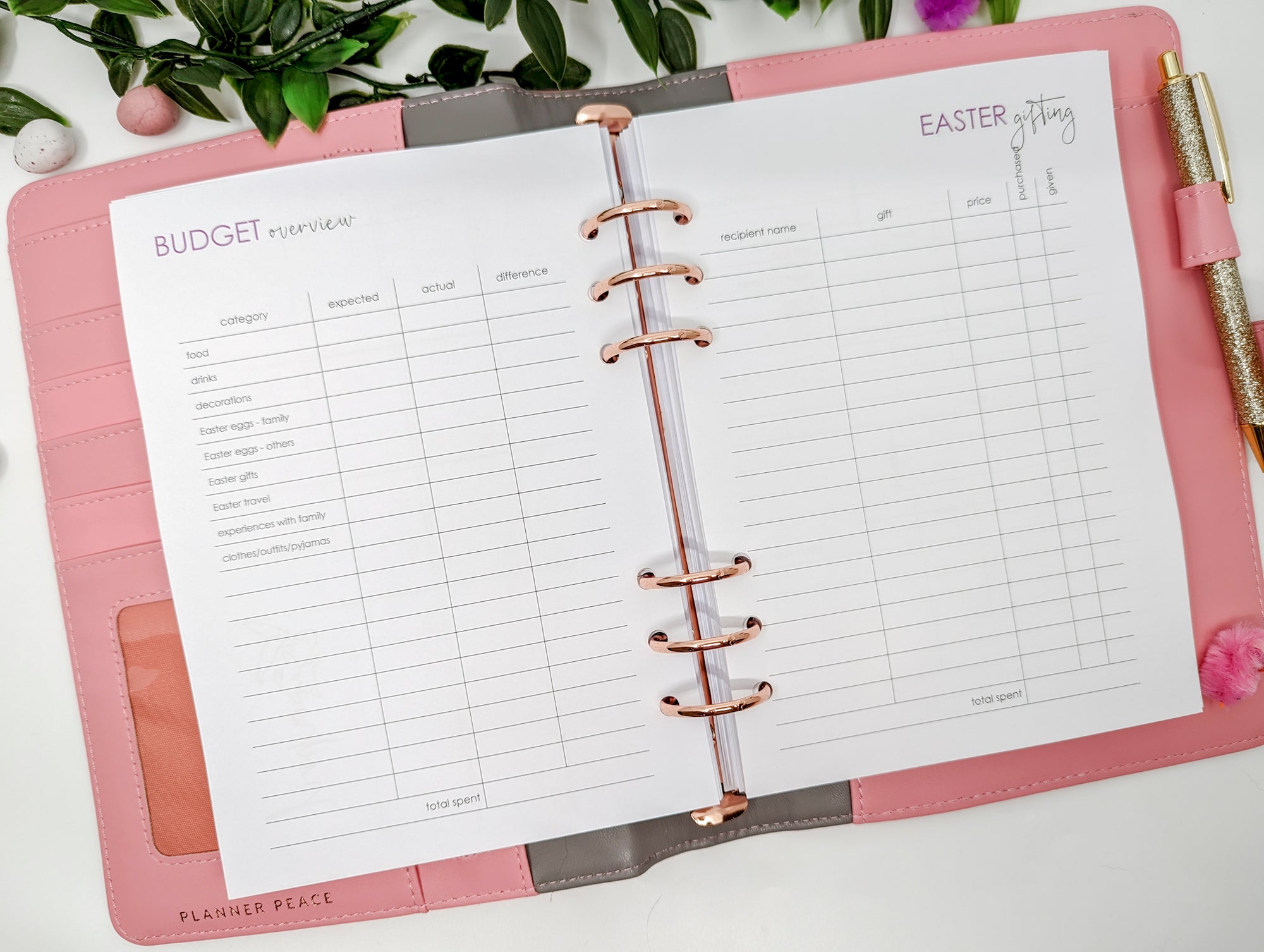 A5 Easter Planner Inserts - gifting and budget