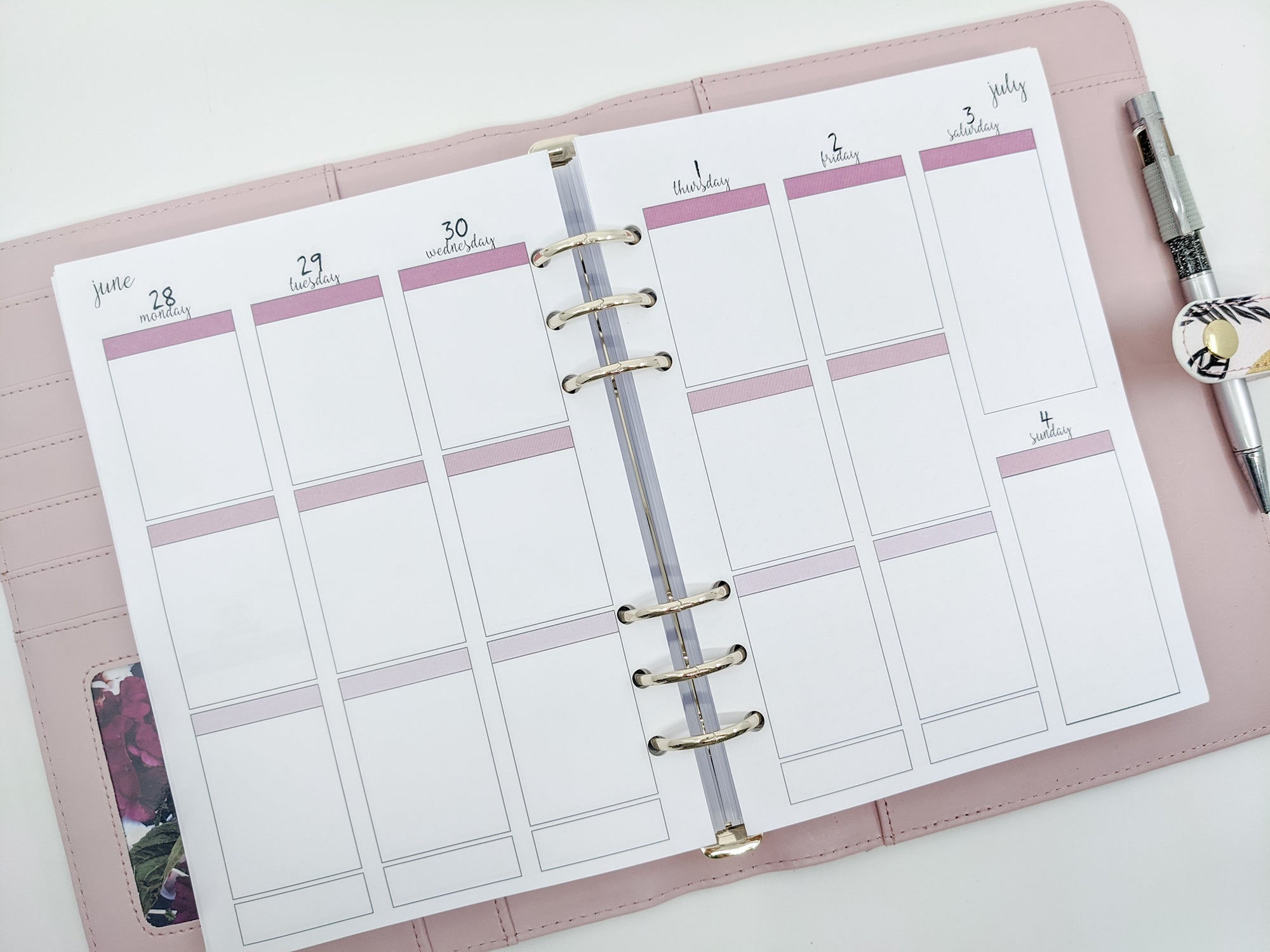 A5 planner inserts coloured vertical style