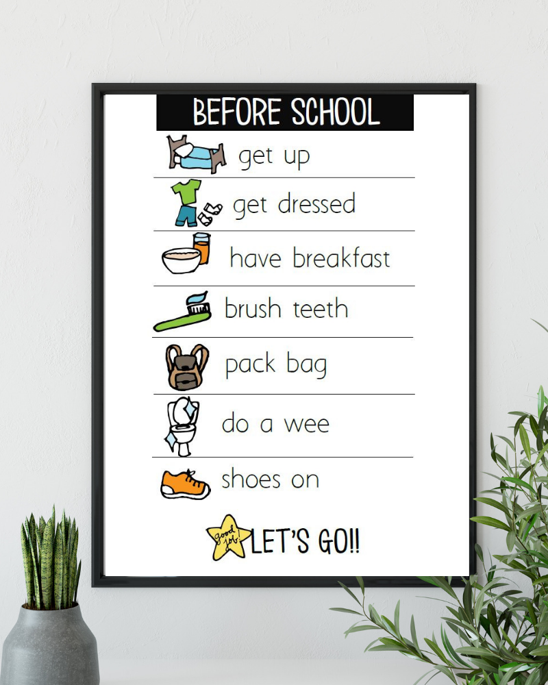 Before School A4 Routine Chart
