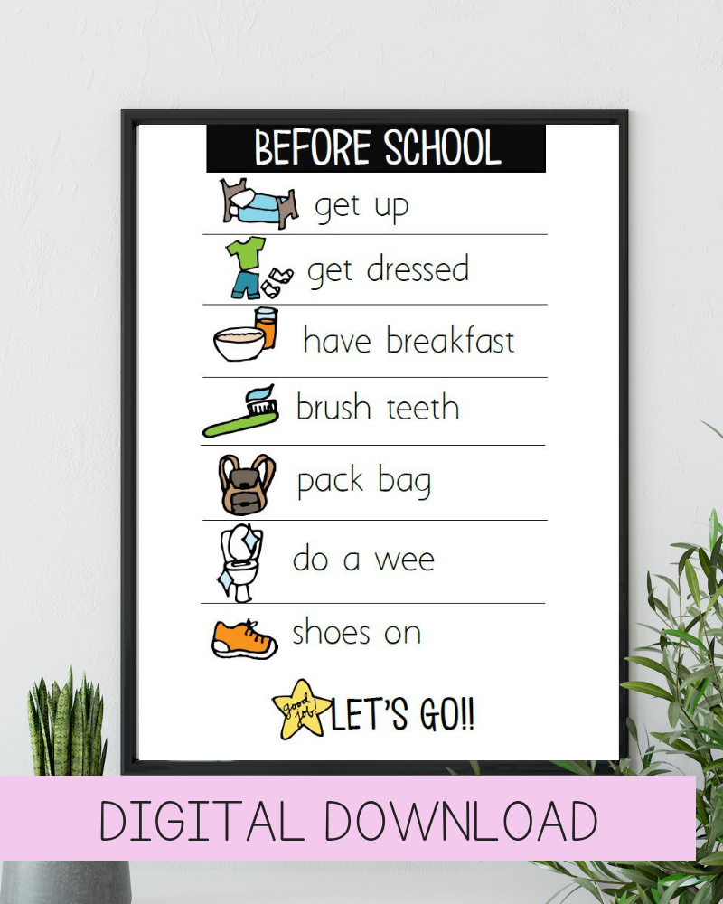 Digital Download Before School Routine Chart - Planner Peace