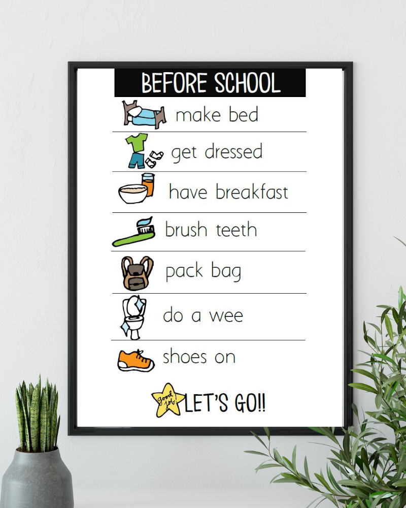 Before School A4 Routine Chart