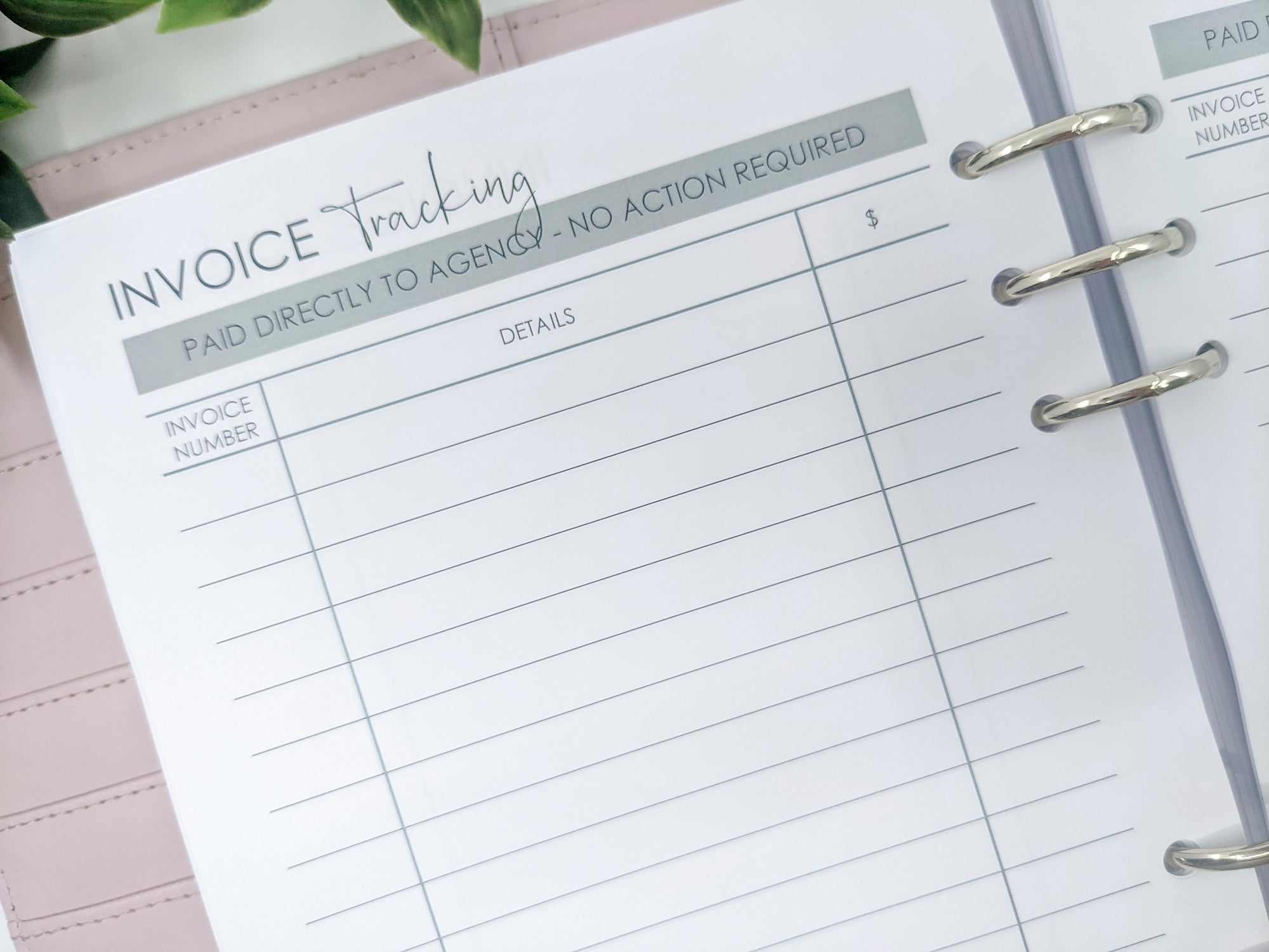 NDIS invoice tracking planner inserts