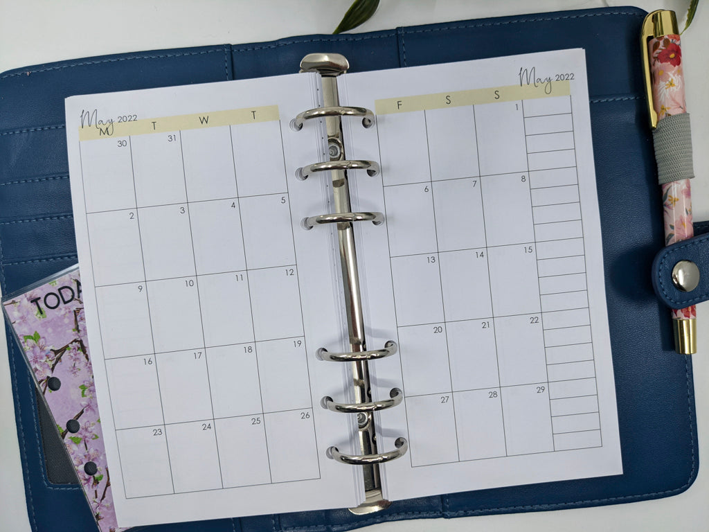 Personal Size Month on Two Pages (MO2P) | Colourful Planner Inserts