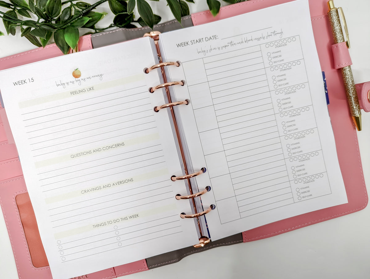 A5 pregnancy insert planner bundle