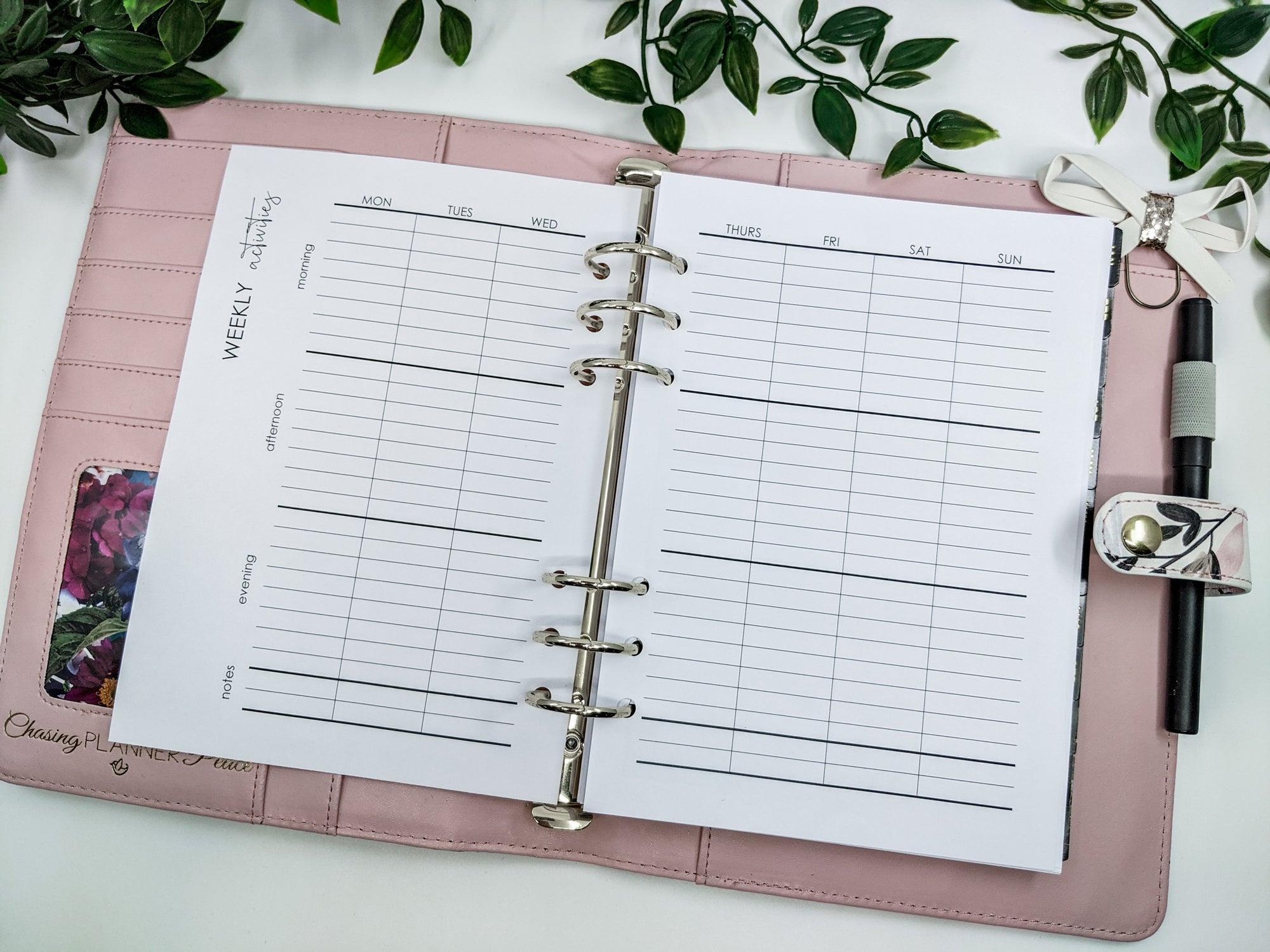 A5 Weekly Activities Planner Refill