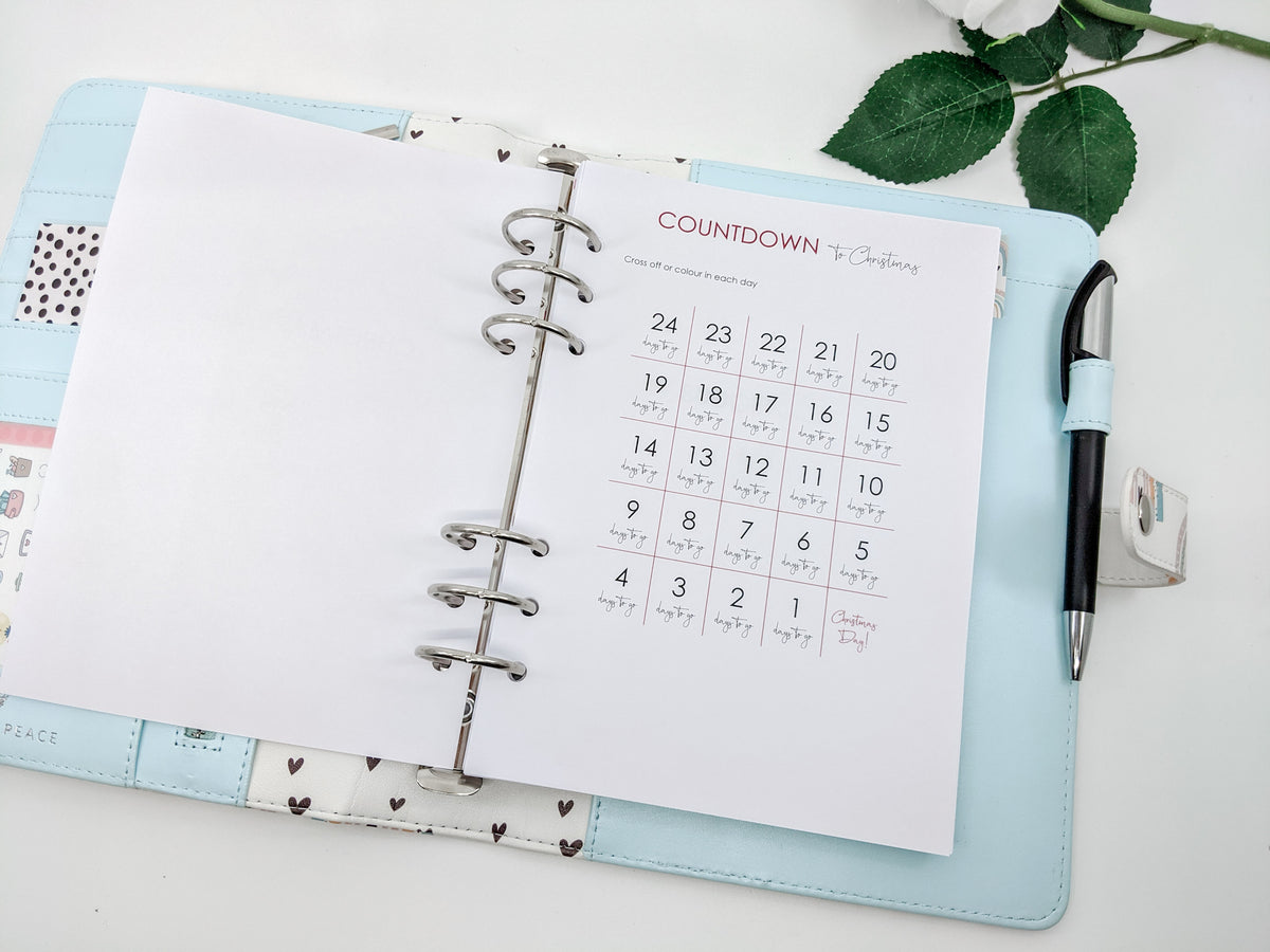 A5 Planner Peace Countdown to Christmas