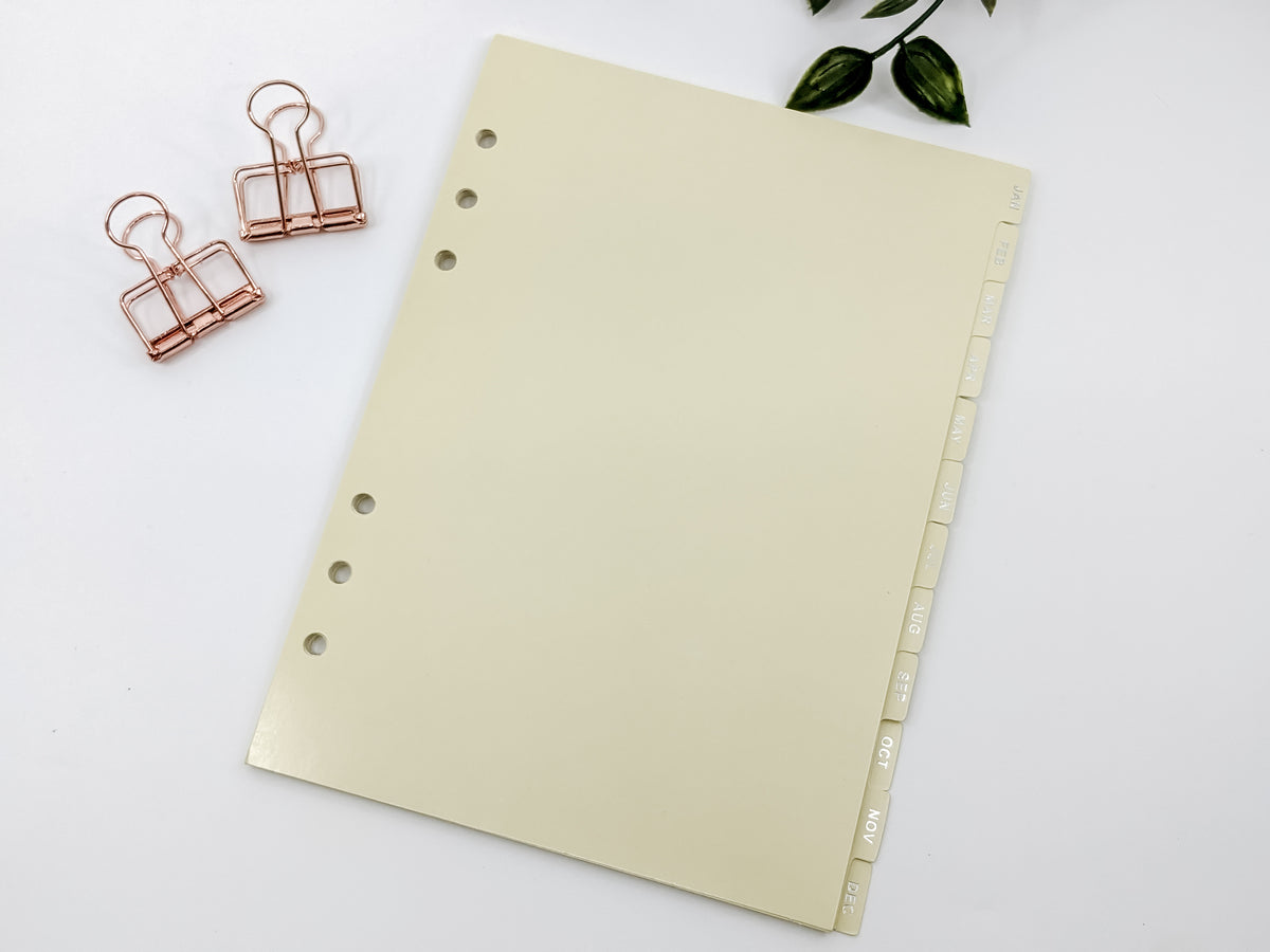 A5 yellow planner dividers