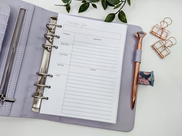 B6 Recipe Inserts - Planner Peace