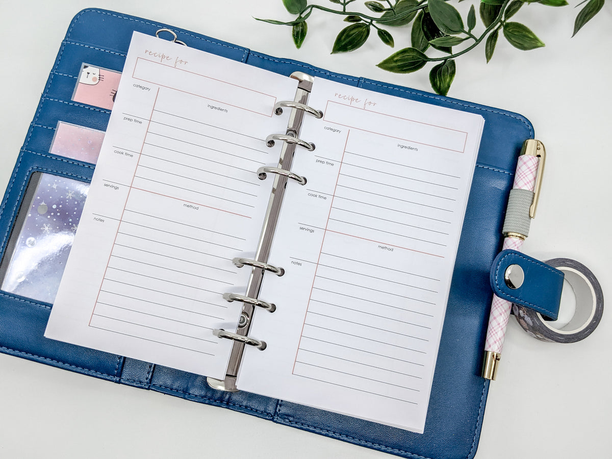 Personal Size Recipe Inserts