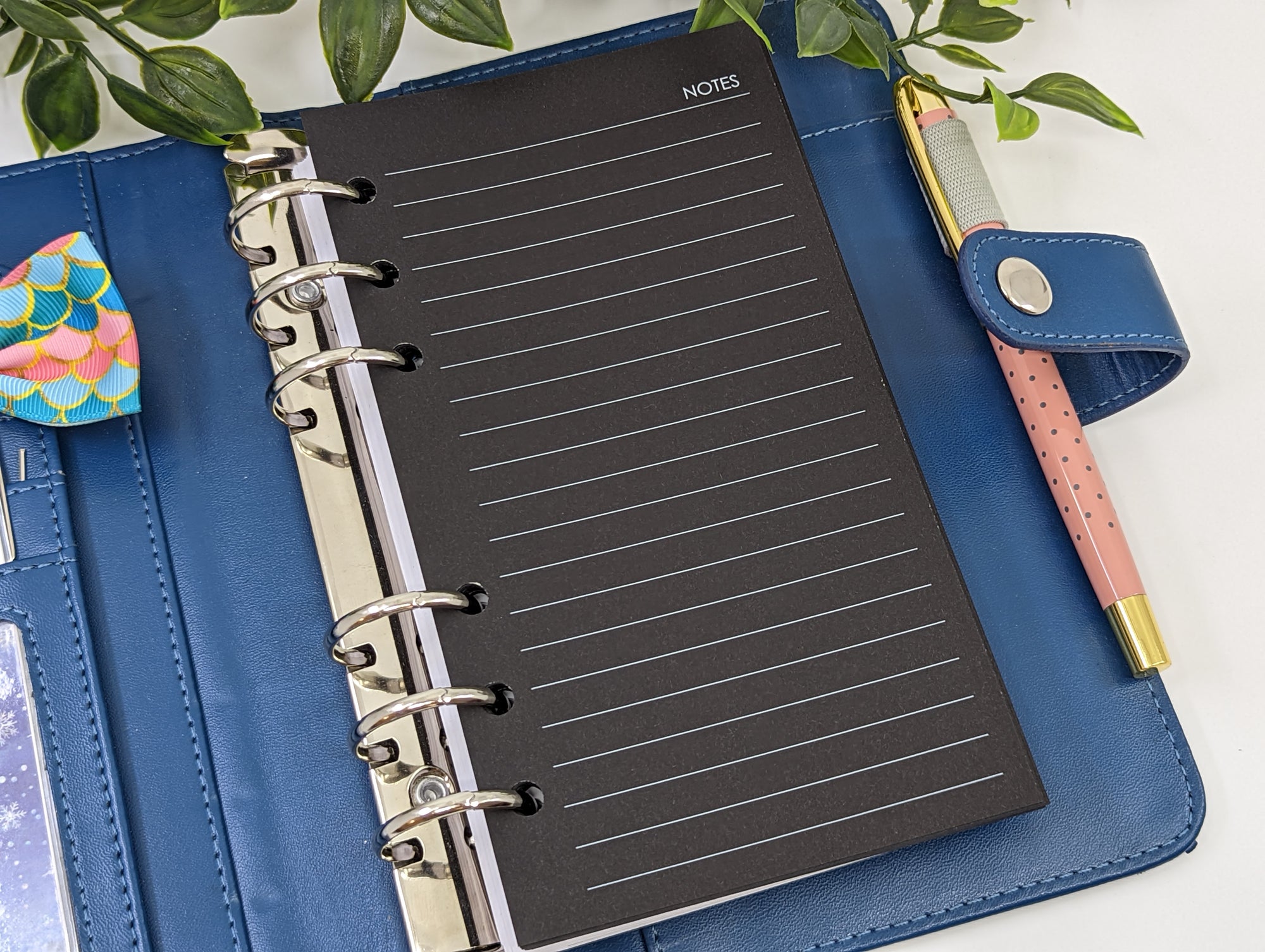 Personal size Blackout lined notepaper planner refill