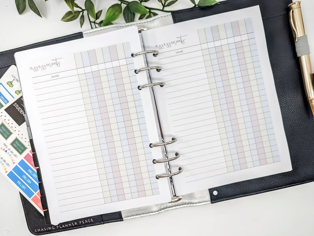 A5 Assessment Tracker Planner Insert