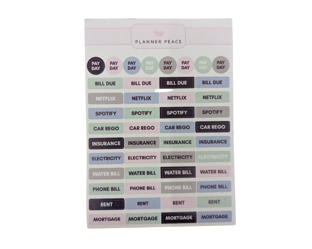 Planner Peace Sticker Sheet Pack - Style 1 - 5 sheets