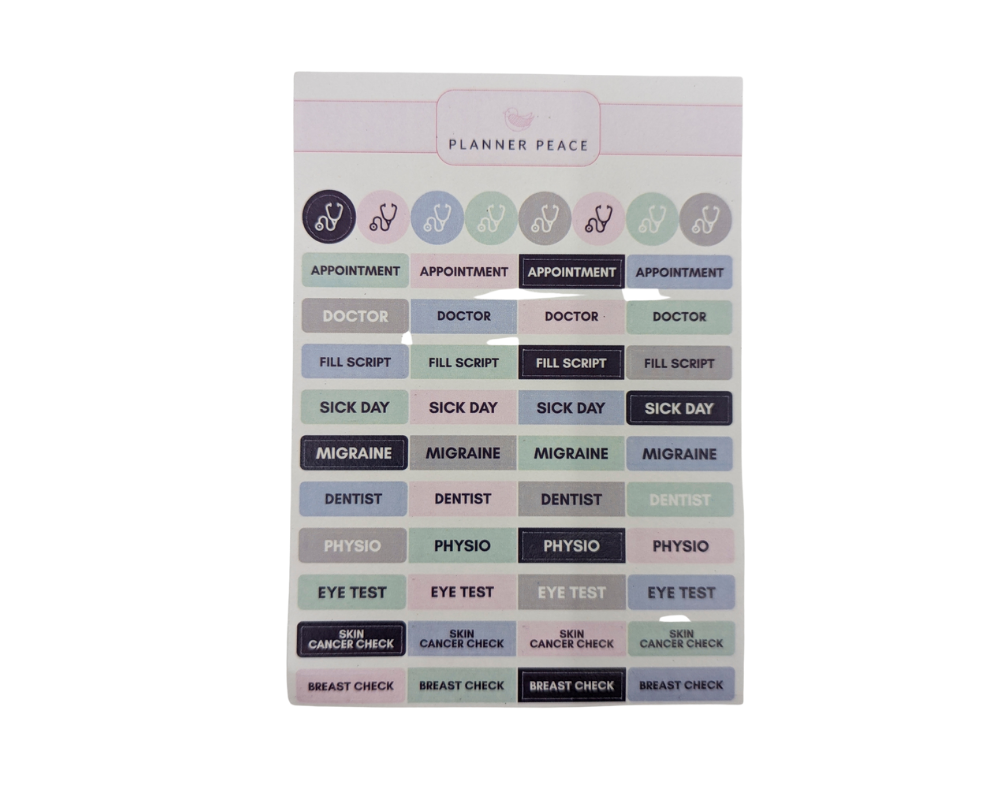 Planner Peace Sticker Sheet Pack - Style 1 - 5 sheets