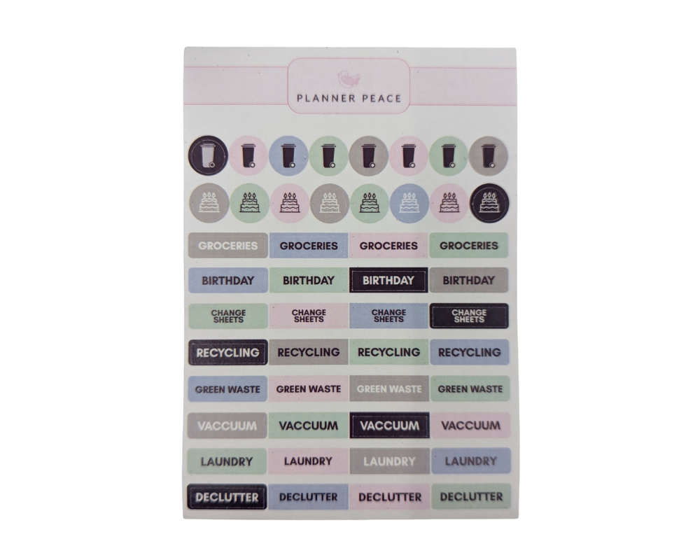 Planner Peace Sticker Sheet Pack - Style 1 - 5 sheets