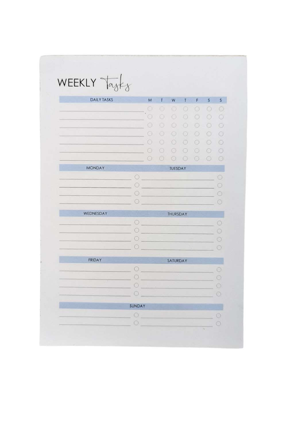 A5 Weekly Tasks Notepad