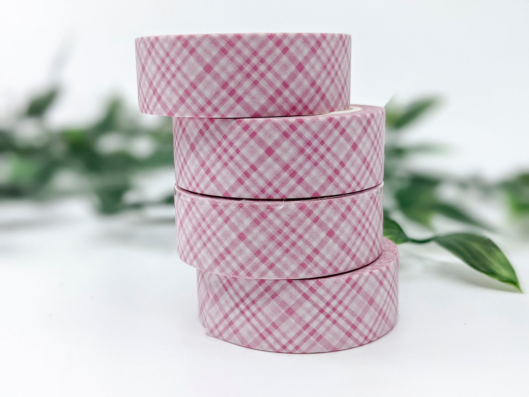 Pink and White Gingham Washi