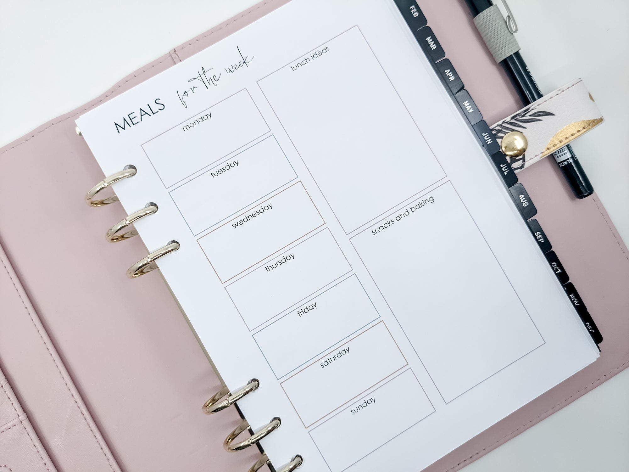 A5 Meal Planning and Snacks planner inserts