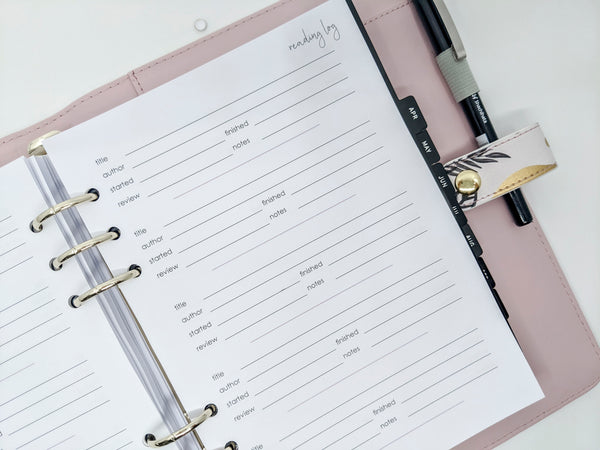 Reading Log A5 Planner Inserts | Refill for A5 planners by Planner ...