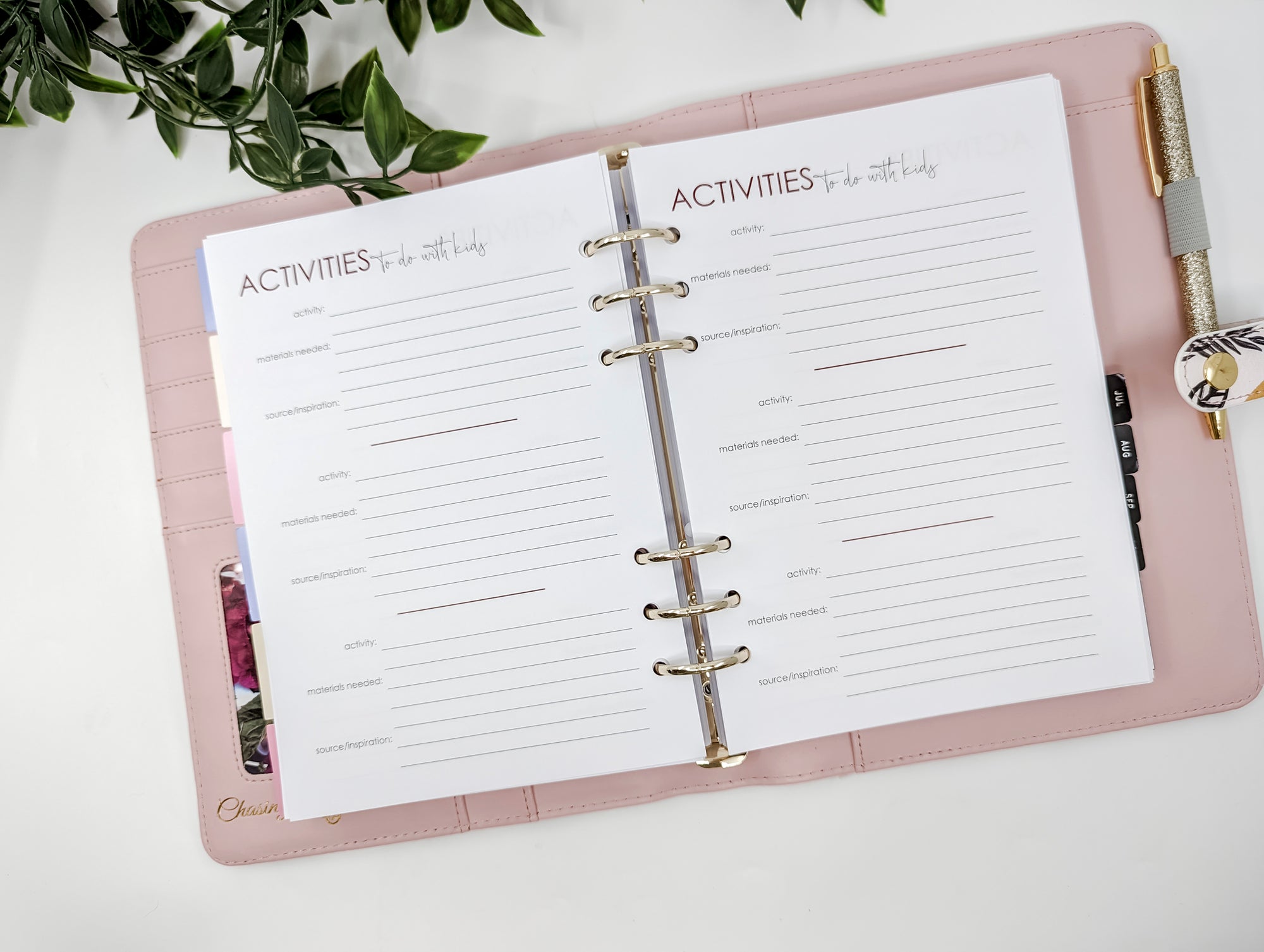 A5 activities to do with kids planner refill
