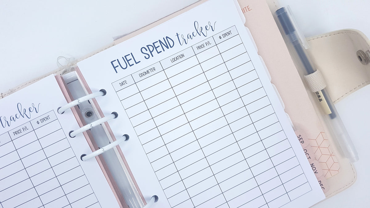 Fuel Spend B6 Planner Inserts