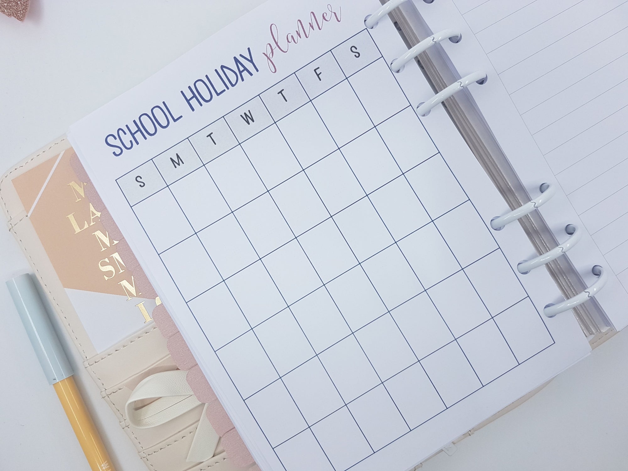 B6 School Holiday Planner Inserts