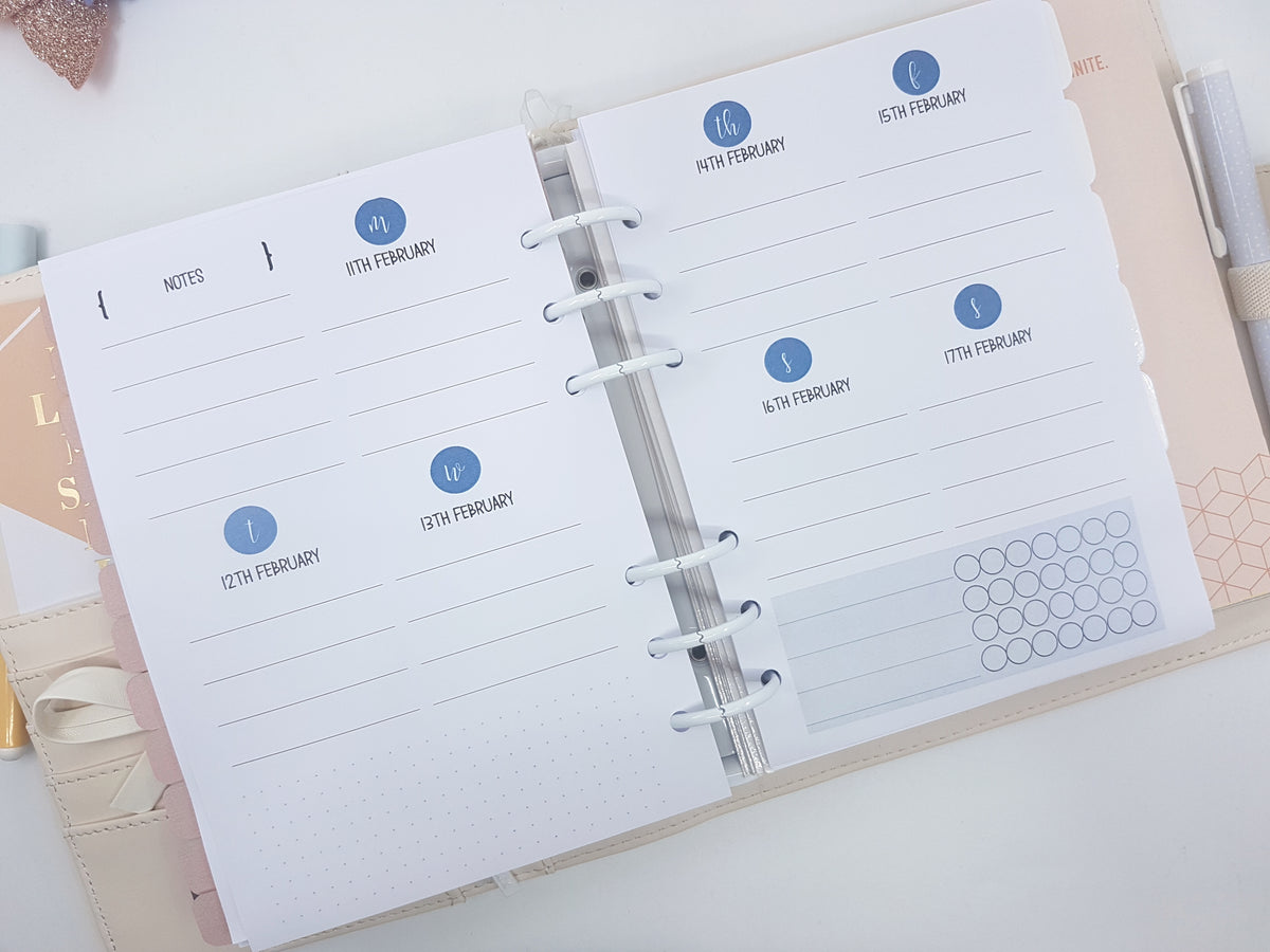 B6 Planner Refill weekly layout