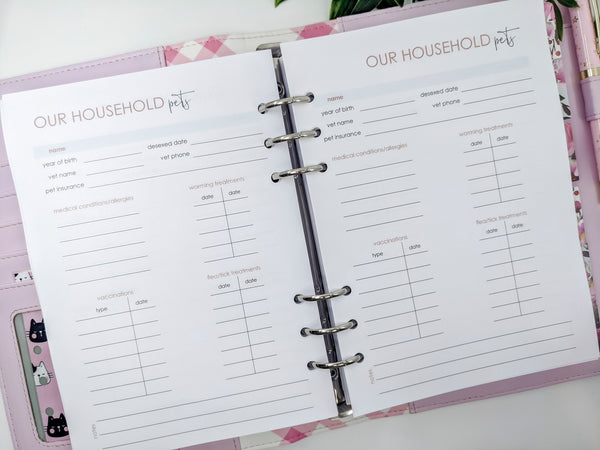 Pet Inserts for A5 Rings - Planner Peace
