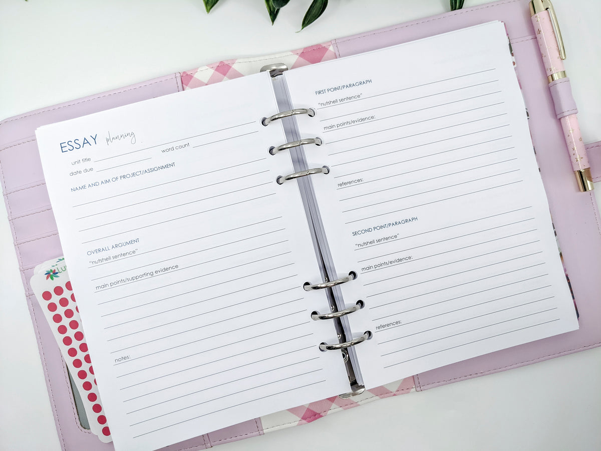 A5 Essay Planning Planner Inserts