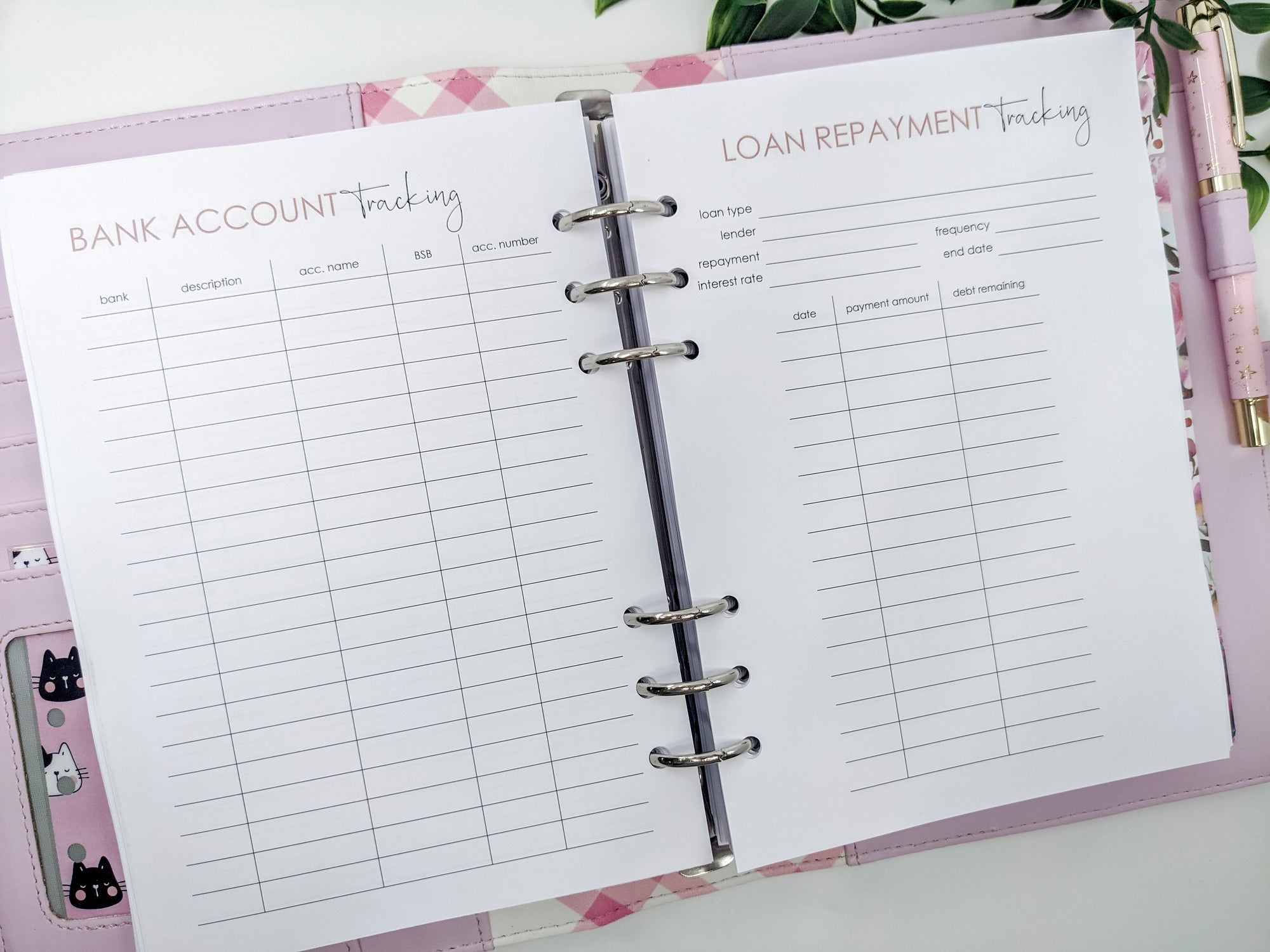 A5 household planner inserts