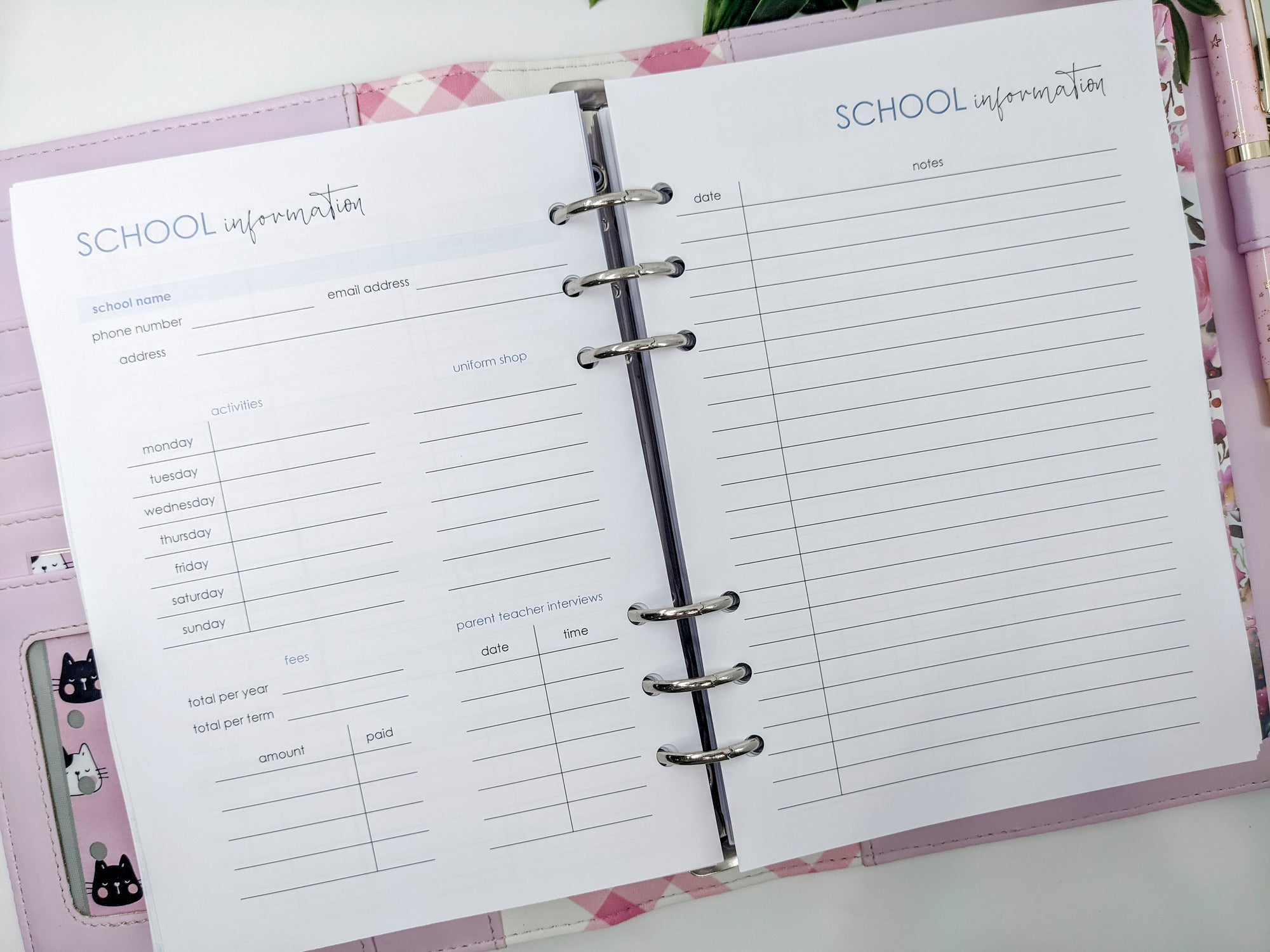 A5 household planner refill inserts by Planner Peace