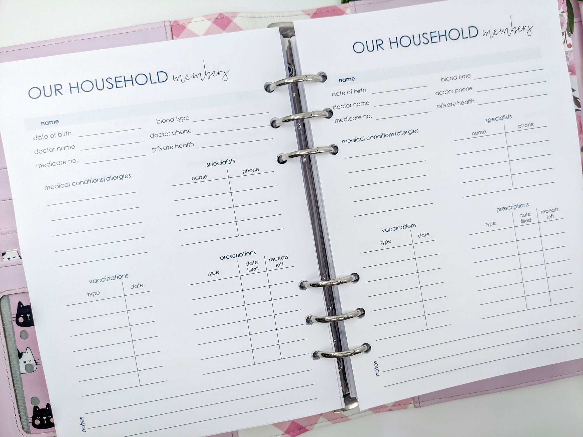 A5 Household planner refills