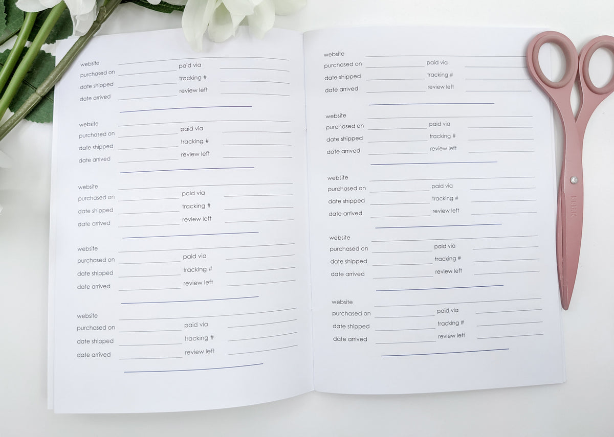 &#39;Online Shopping Tracker&#39; Traveler&#39;s Notebook Inserts - B6 Size