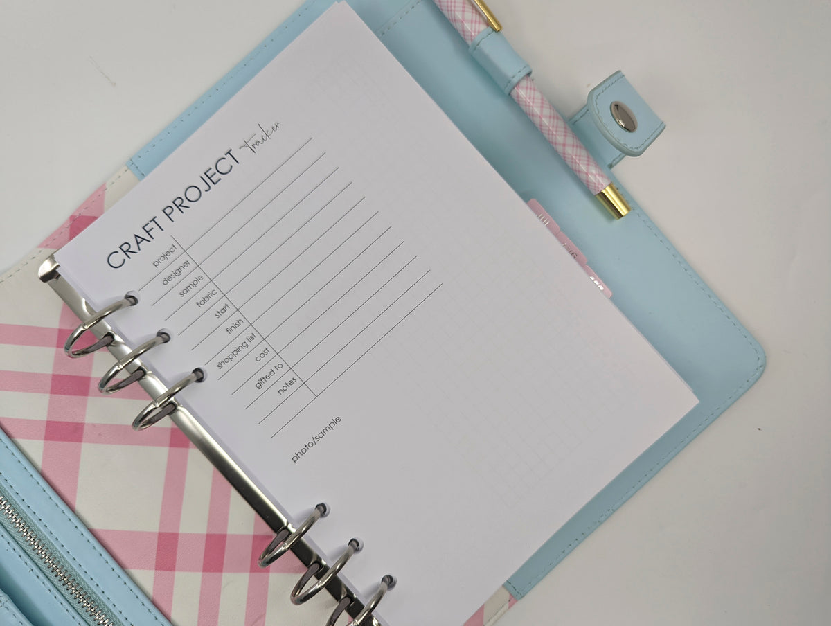 A5 craft project planner inserts