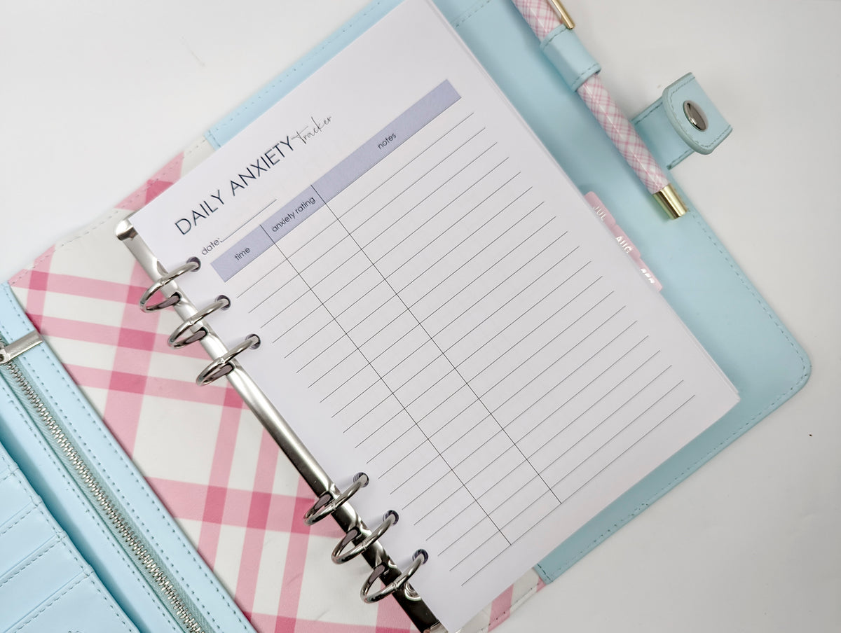 A5 daily anxiety tracker planner inserts