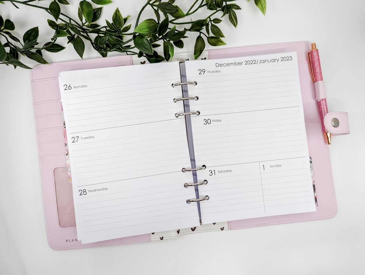 A5 diary refill in horizontal simple style by Planner Peace Australia