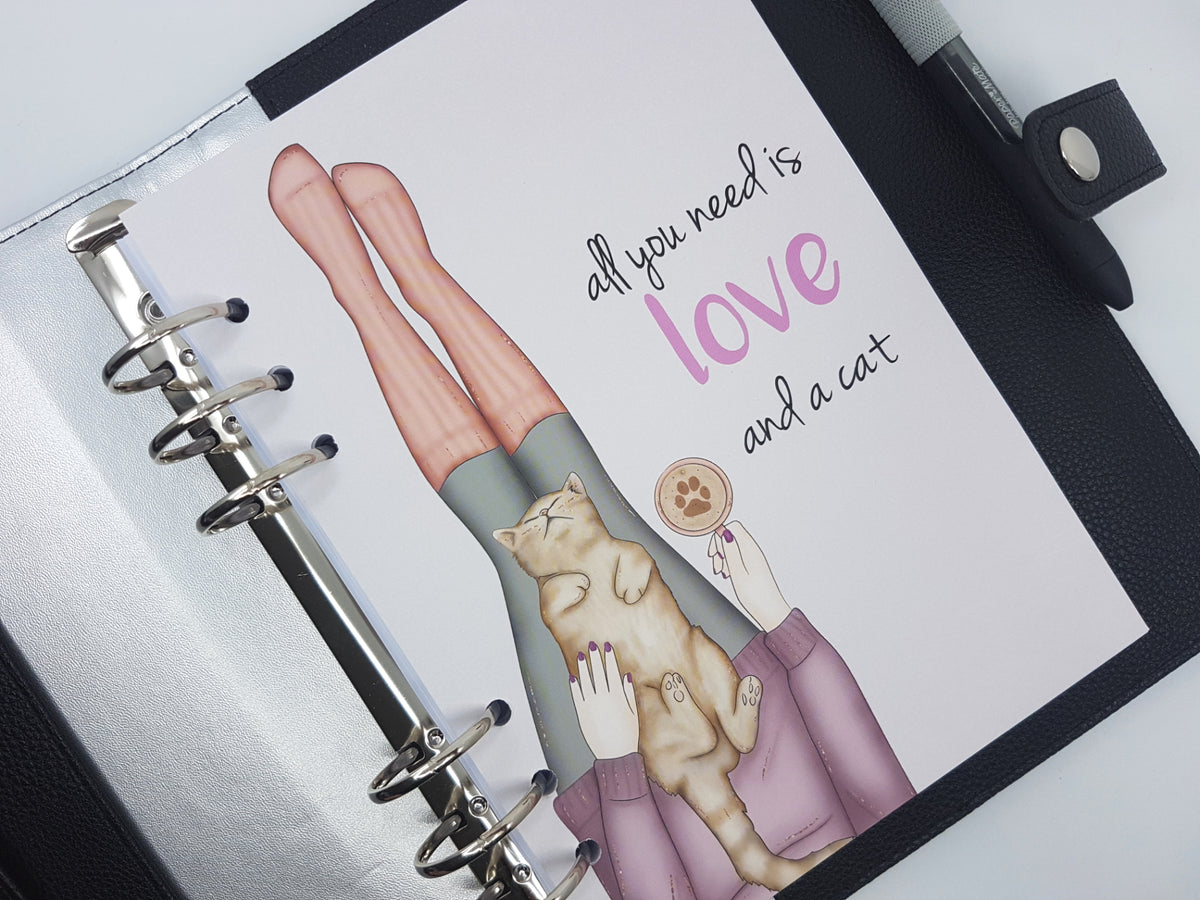 All You Need is Love and a Cat A5 Planner Dashboard by Planner Peace Australia