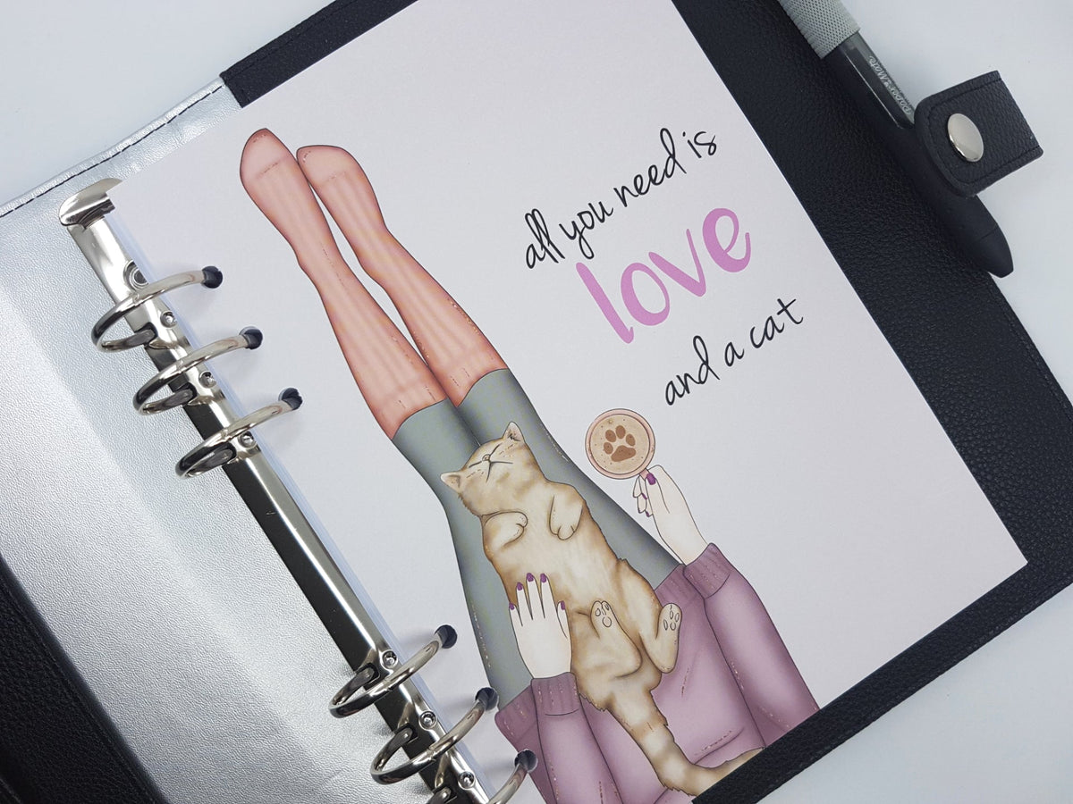 All You Need is Love and a Cat Planner Dashboard (B6 and Personal size)