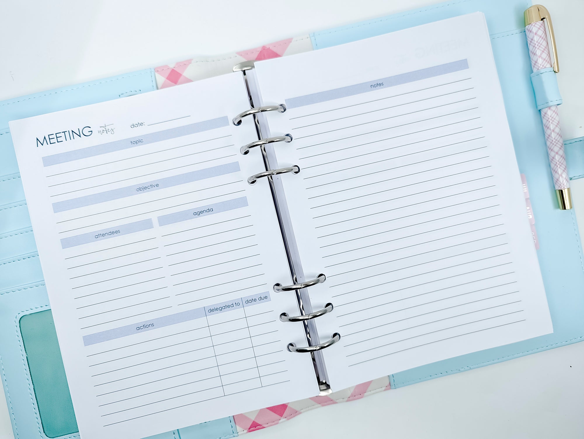 A5 Meeting Note Planner inserts by Planner Peace Australia